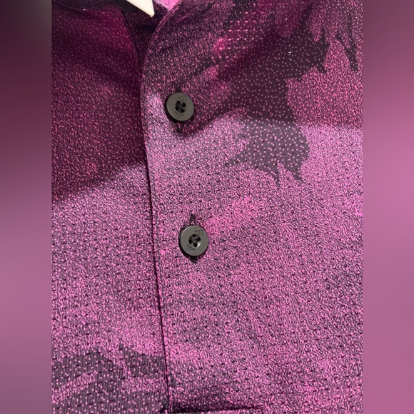 Adidas Golf Polo Sample Flower Mesh Golf Shirt Size Medium Black Lucid Fuchsia - Picture 12 of 14